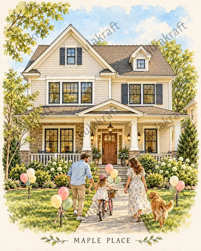 Watercolor Homecoming House Portraits
