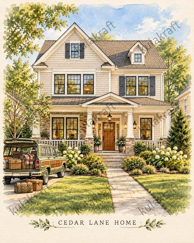 Watercolor Homecoming House Portraits