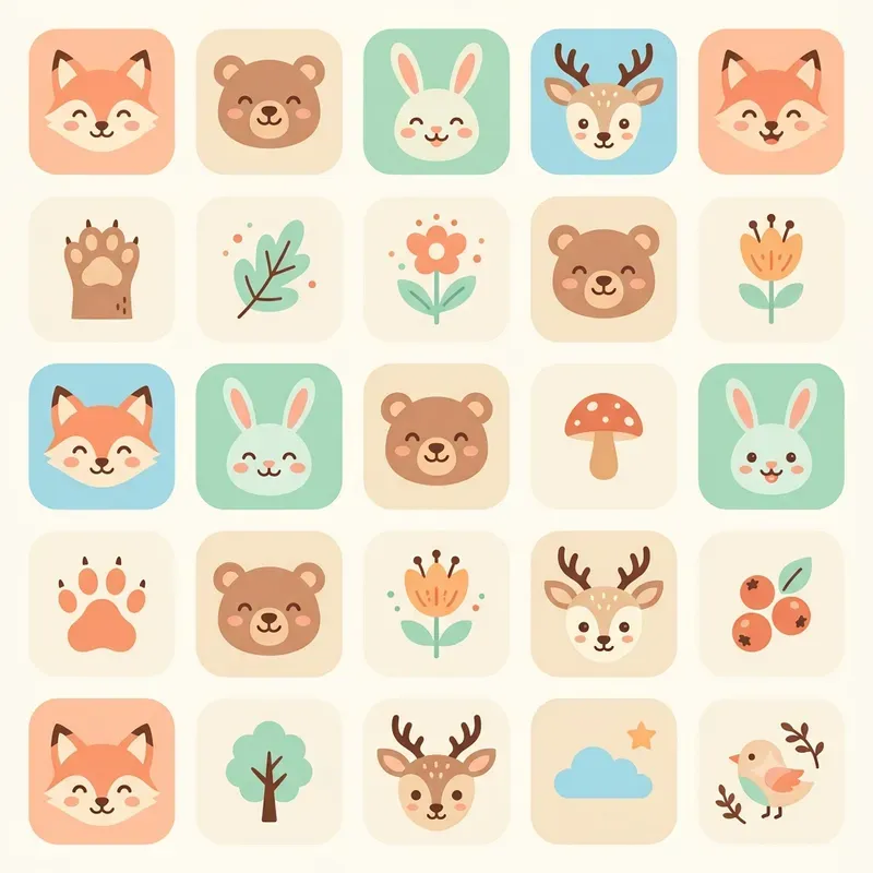 Cute Modern Kids Icon Art Collections