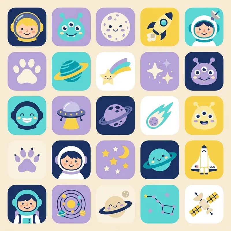 Cute Modern Kids Icon Art Collections