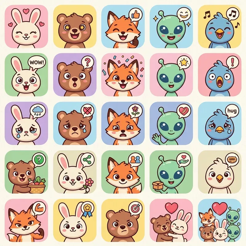 Cute Modern Kids Icon Art Collections