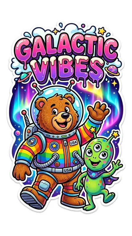Space Astronaut Animal Cartoon Stickers
