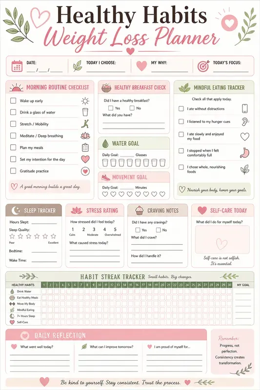 Fitness Weight Loss Planner Pages