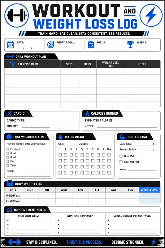 Fitness Weight Loss Planner Pages