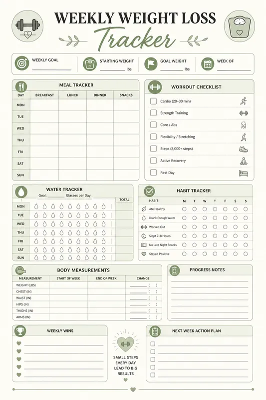 Fitness Weight Loss Planner Pages