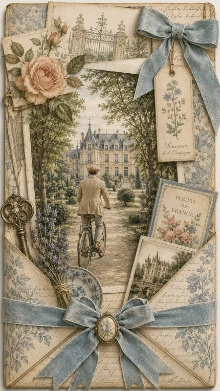 French Castle Journaling Card Ephemera