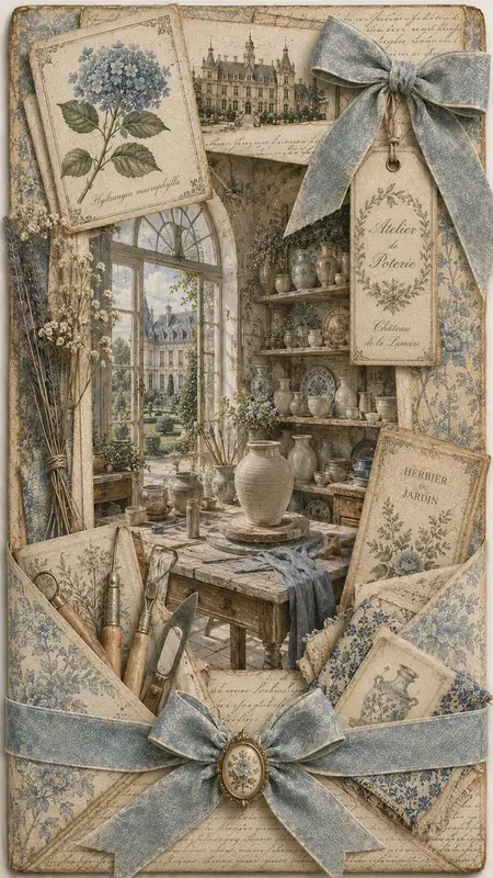 French Castle Journaling Card Ephemera