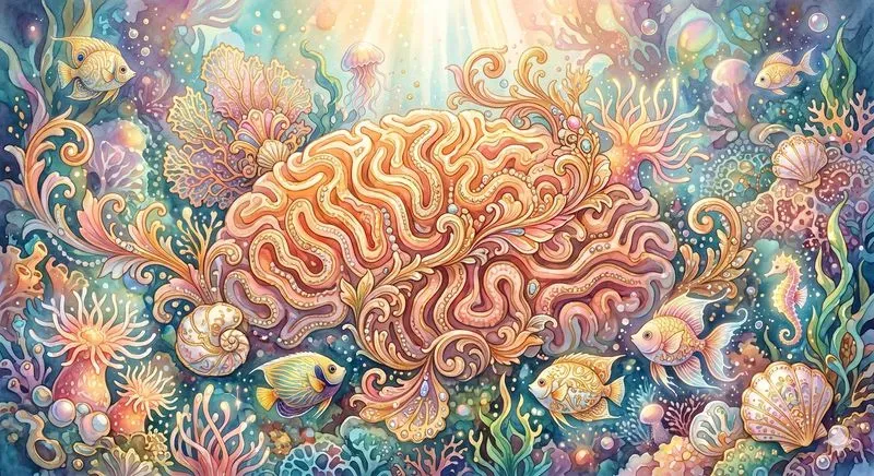 Dreamy Fantasy Watercolor Coral Reefs