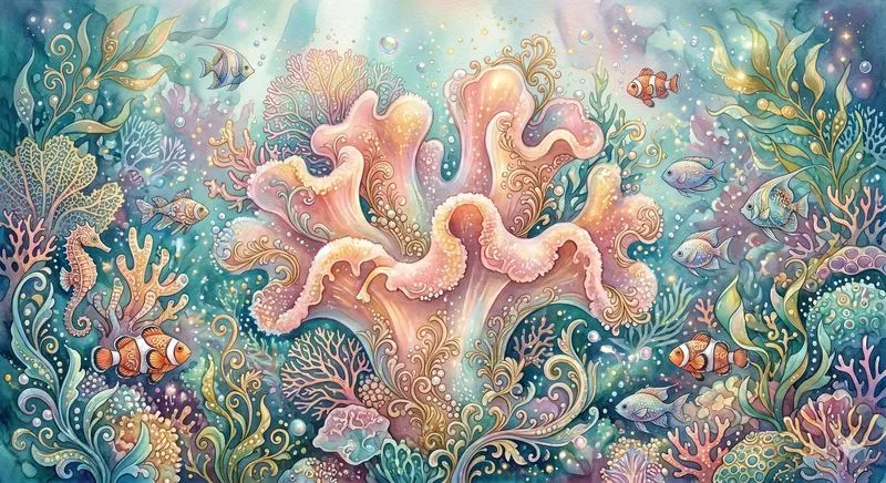 Dreamy Fantasy Watercolor Coral Reefs