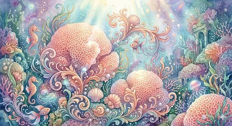 Dreamy Fantasy Watercolor Coral Reefs
