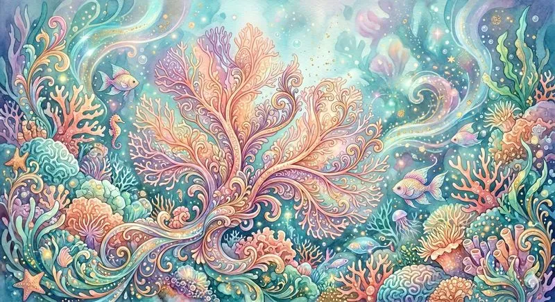 Dreamy Fantasy Watercolor Coral Reefs