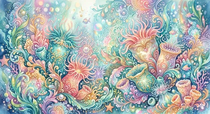 Dreamy Fantasy Watercolor Coral Reefs