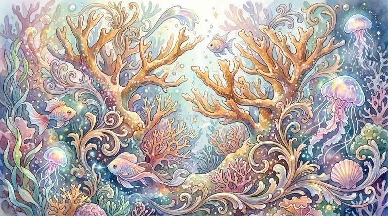Dreamy Fantasy Watercolor Coral Reefs