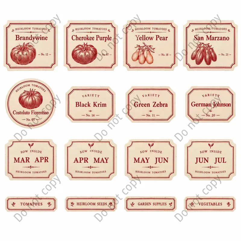 Vintage Seed Drawer Label Sheets