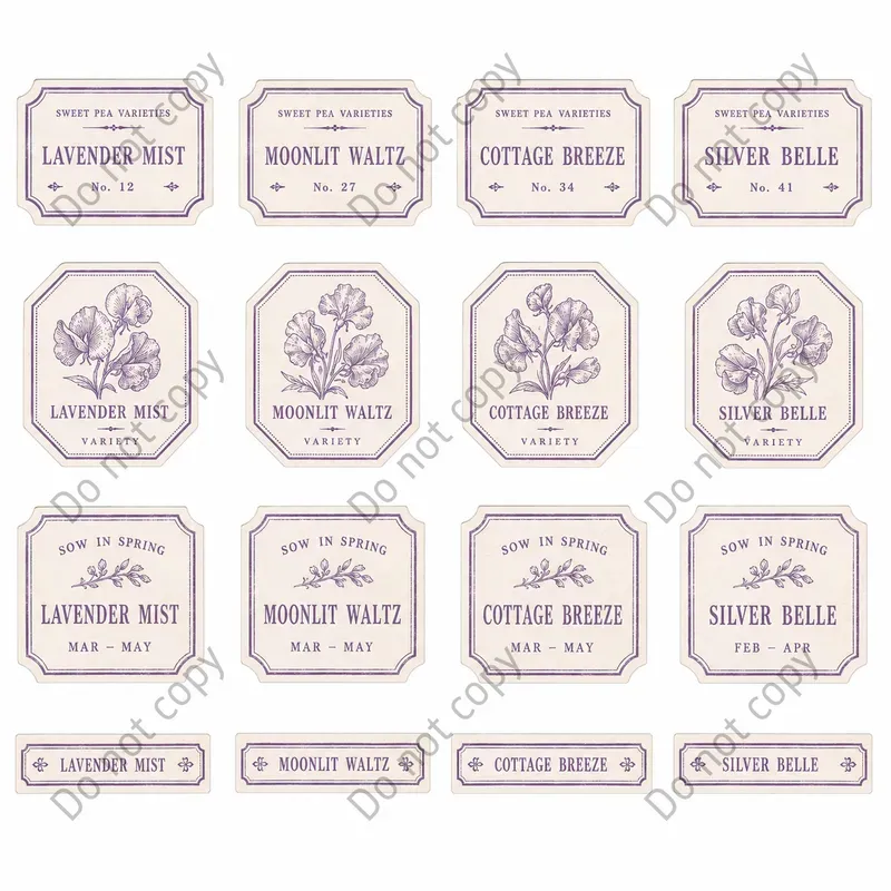Vintage Seed Drawer Label Sheets