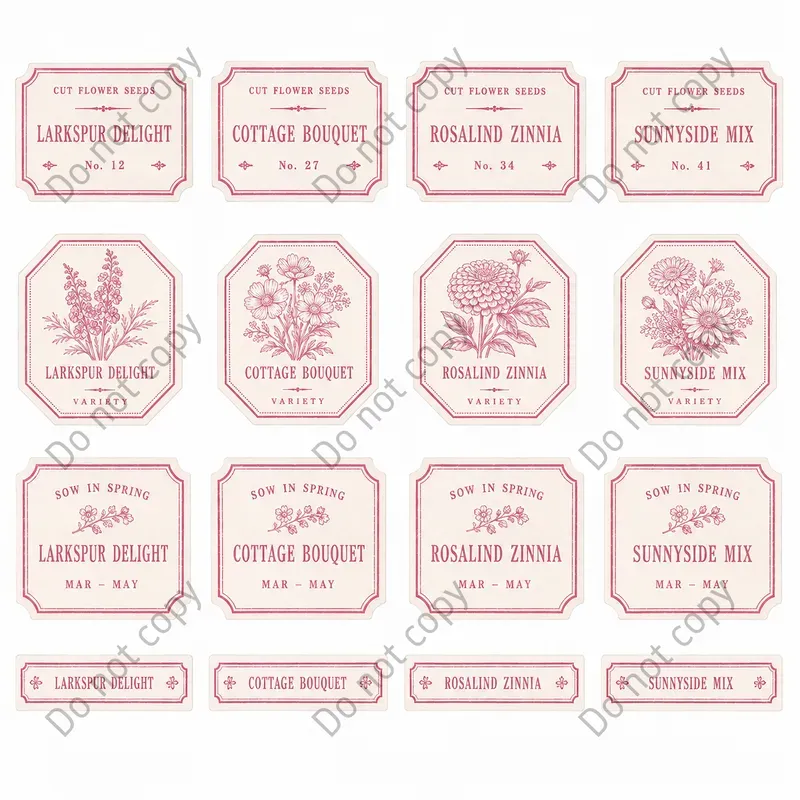 Vintage Seed Drawer Label Sheets