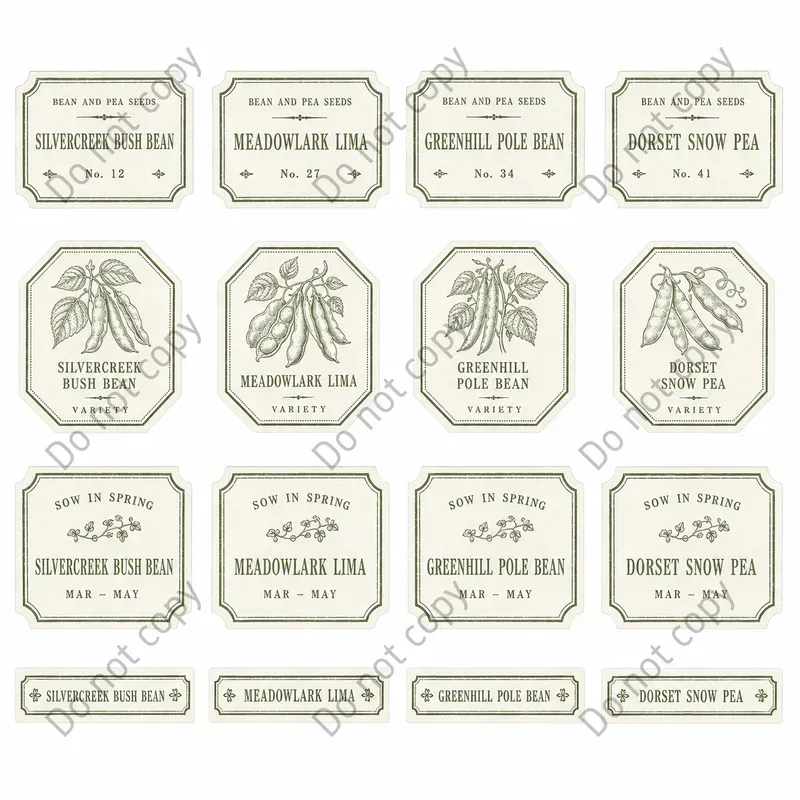 Vintage Seed Drawer Label Sheets