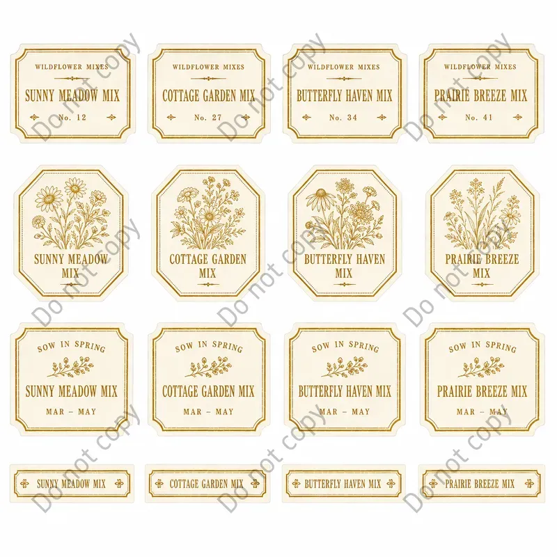 Vintage Seed Drawer Label Sheets