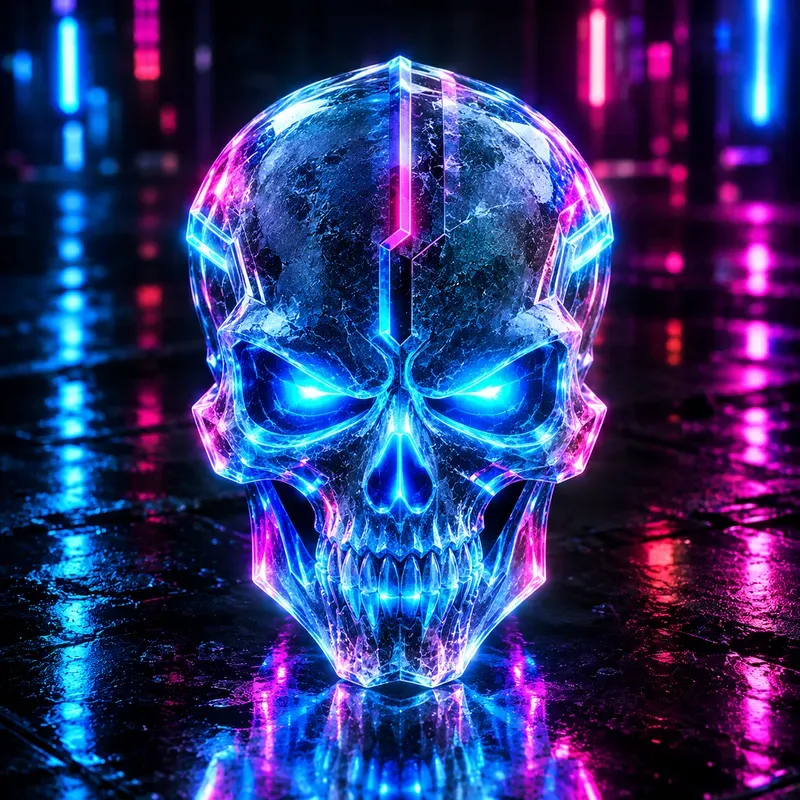 3d Cyberpunk Glowing Neon Glass Ice Logos
