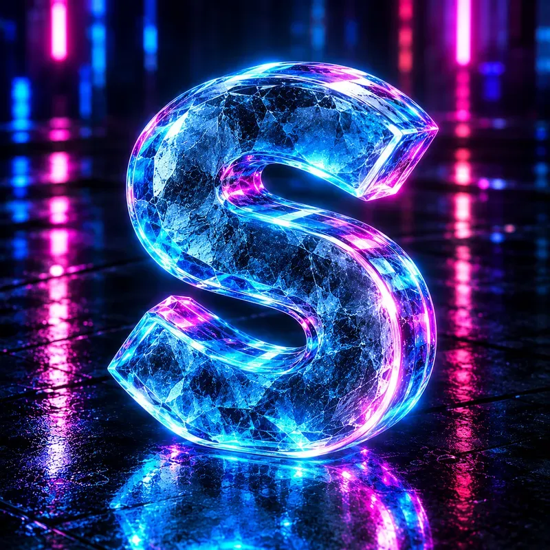 3d Cyberpunk Glowing Neon Glass Ice Logos