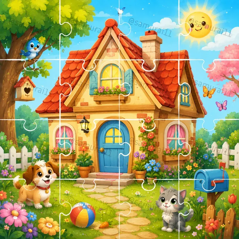 Kids Puzzle Illustration Generator