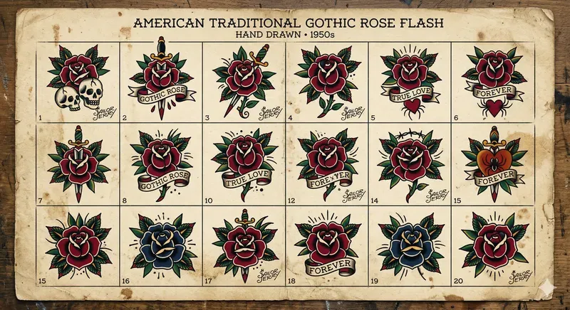 Vintage Tattoo Flash Sheet Art