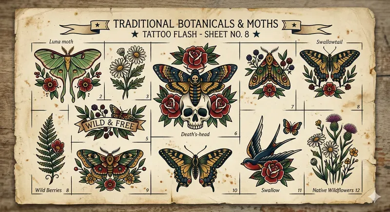 Vintage Tattoo Flash Sheet Art