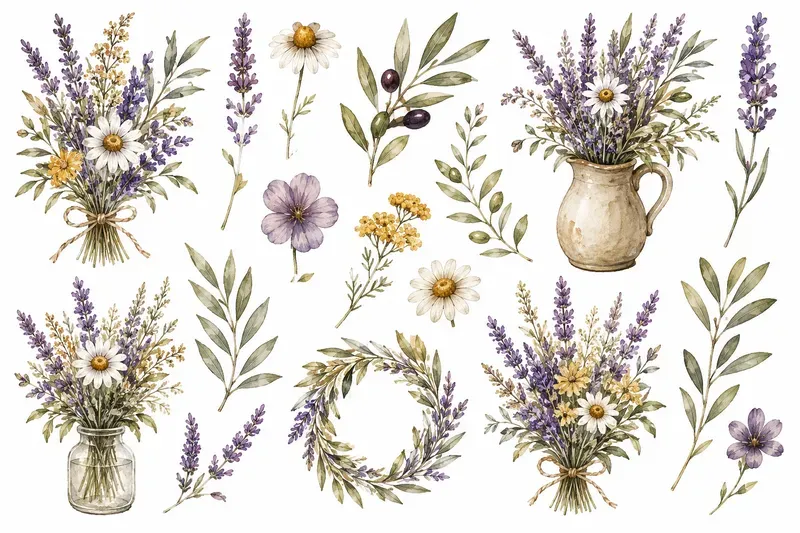 Boho Watercolor Floral Clipart Designs