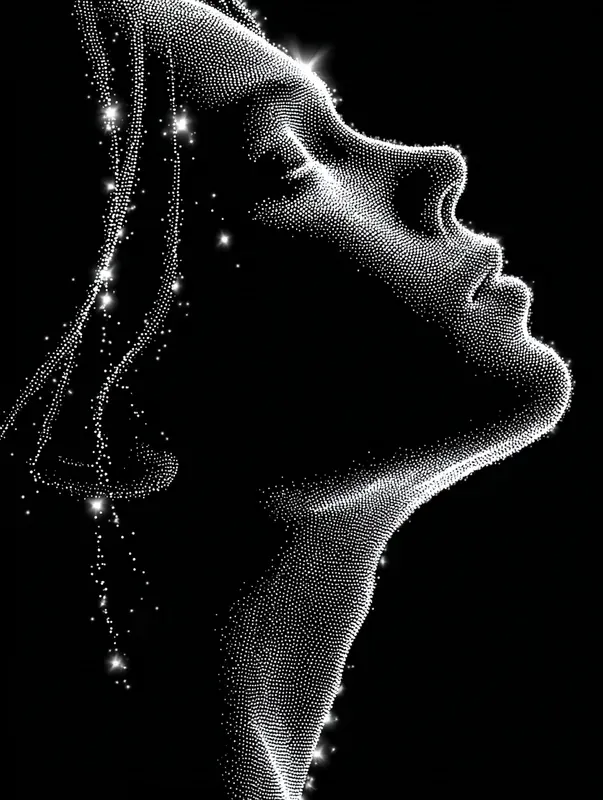 Monochrome Dot Line Art Style
