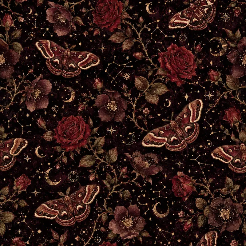 Moth Wildflower Seamless Patterns