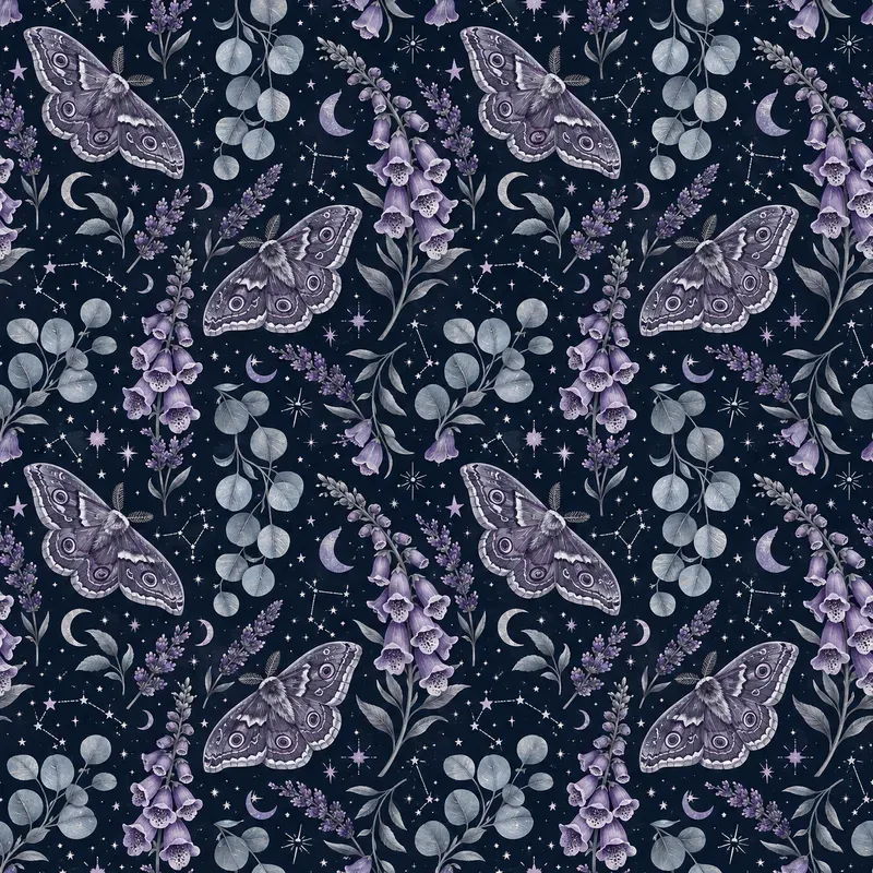 Moth Wildflower Seamless Patterns