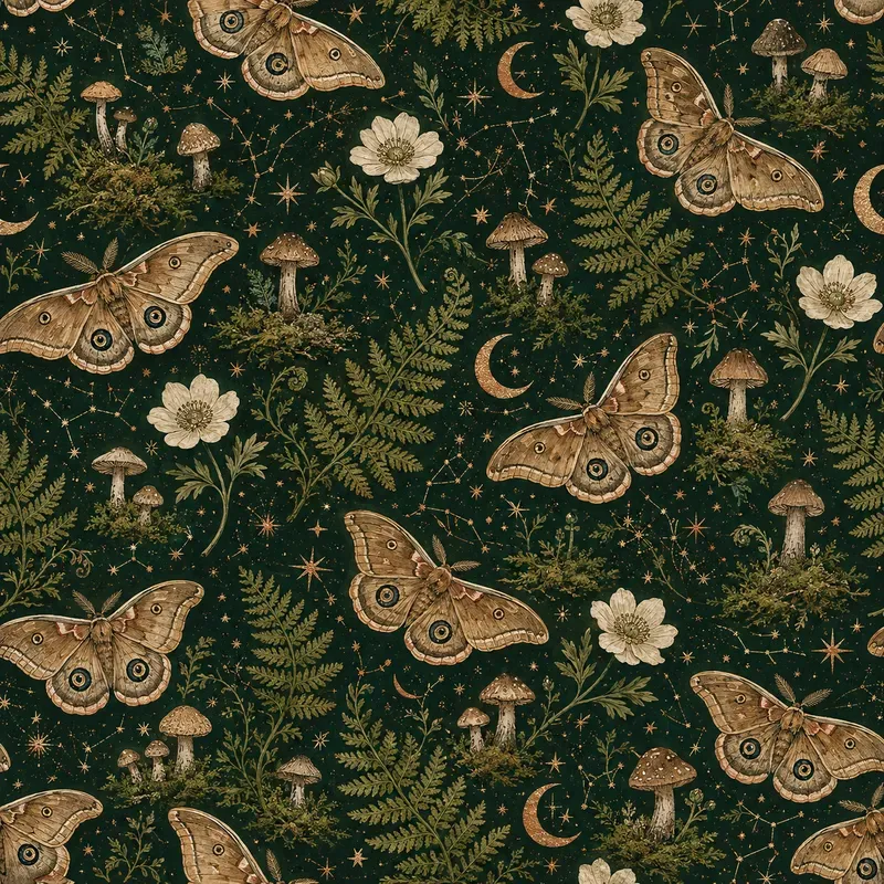 Moth Wildflower Seamless Patterns