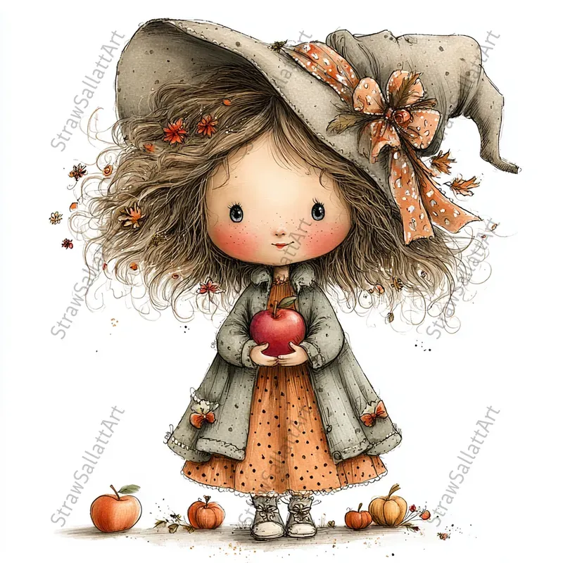 Cozy Fall Kids Clipart Illustrations