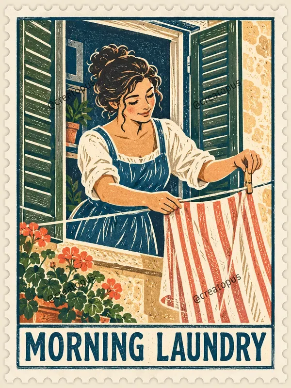 Everyday Ritual Linocut Postage Stamps