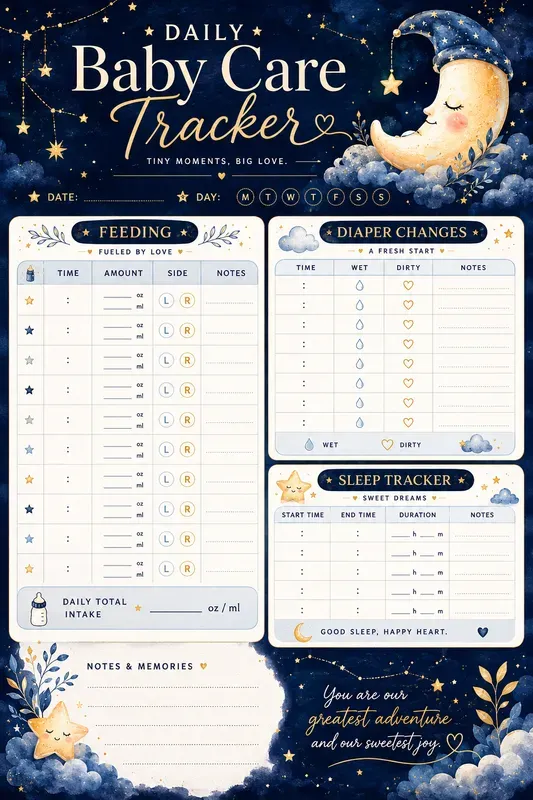 Nursery Daily Baby Care Trackers