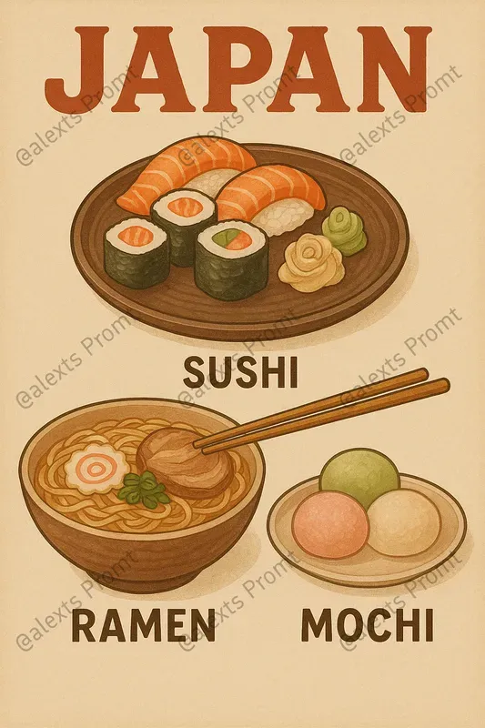 World Food Posters Vintage Style