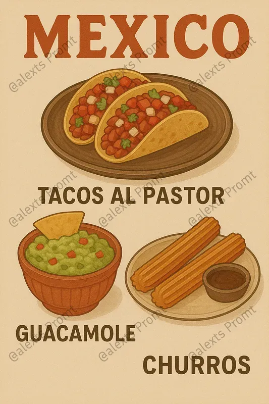 World Food Posters Vintage Style