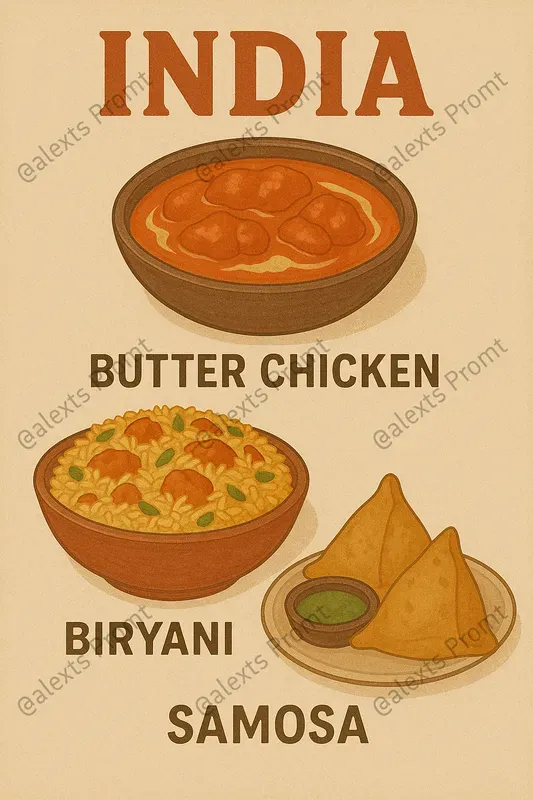 World Food Posters Vintage Style