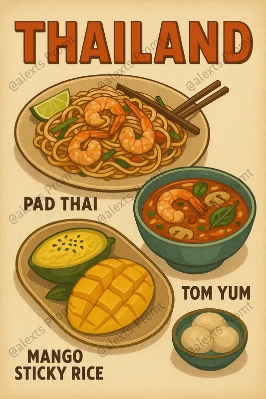 World Food Posters Vintage Style