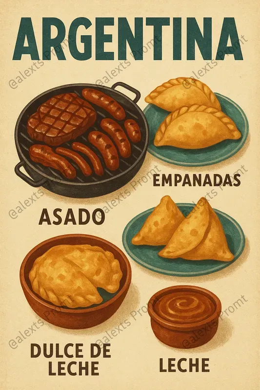 World Food Posters Vintage Style