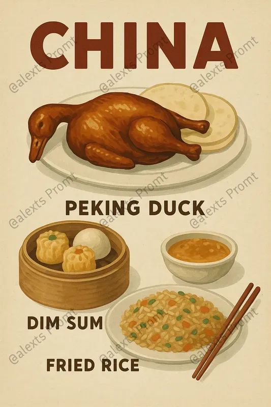 World Food Posters Vintage Style