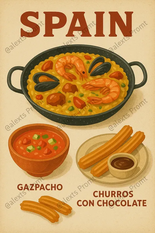 World Food Posters Vintage Style