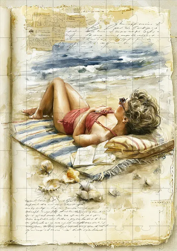 Vintage Beach Scrapbooking Illustrations