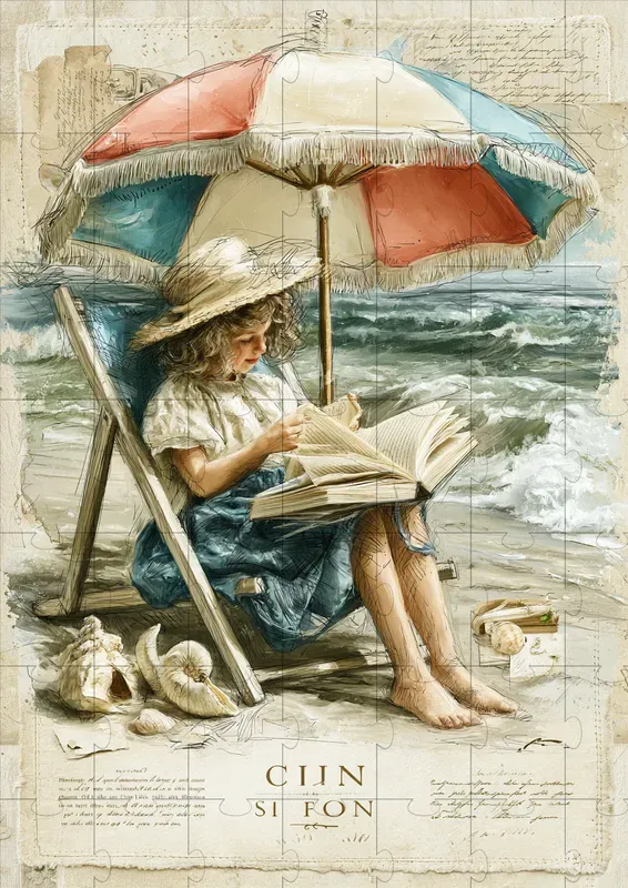 Vintage Beach Scrapbooking Illustrations