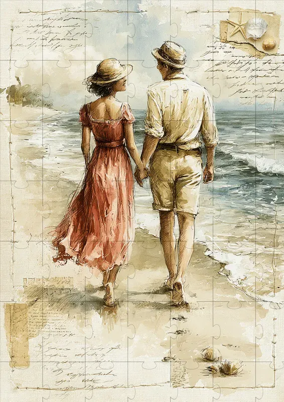 Vintage Beach Scrapbooking Illustrations