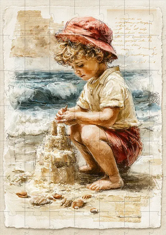 Vintage Beach Scrapbooking Illustrations