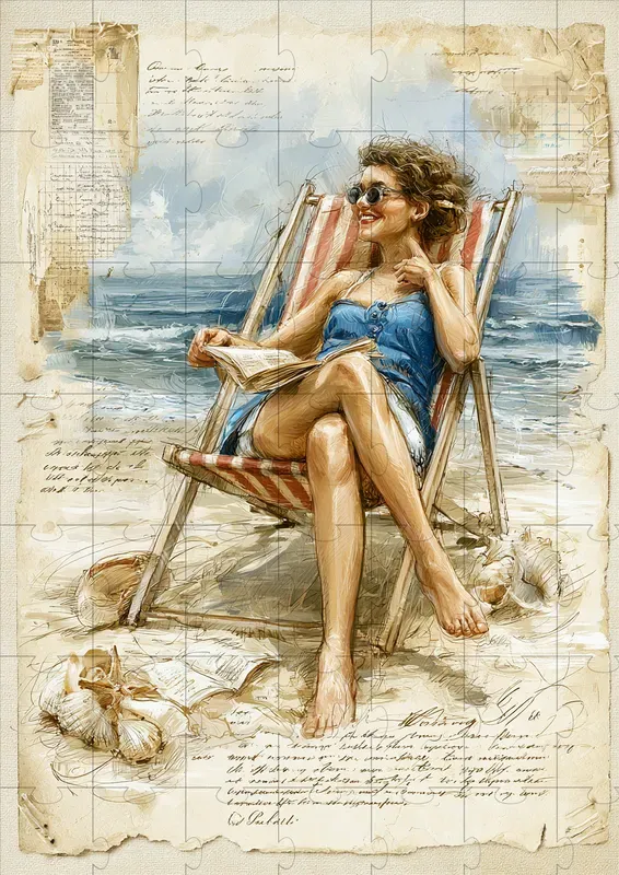 Vintage Beach Scrapbooking Illustrations