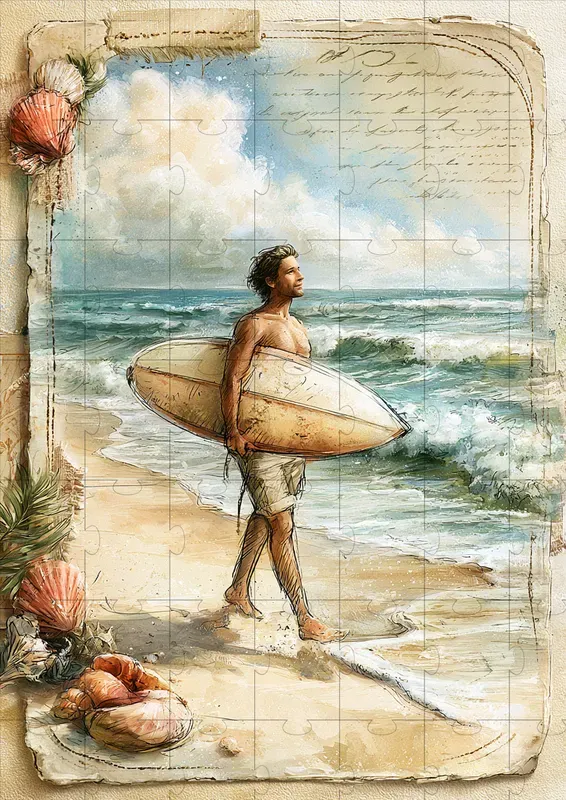 Vintage Beach Scrapbooking Illustrations