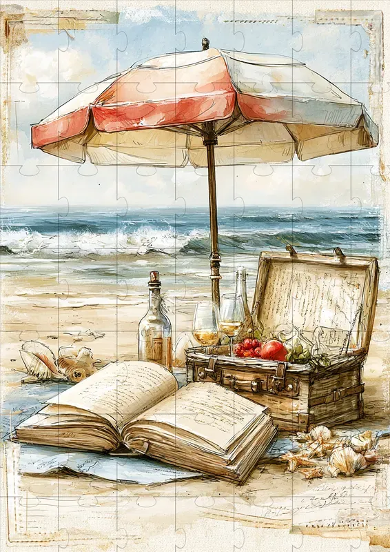 Vintage Beach Scrapbooking Illustrations