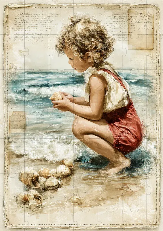 Vintage Beach Scrapbooking Illustrations